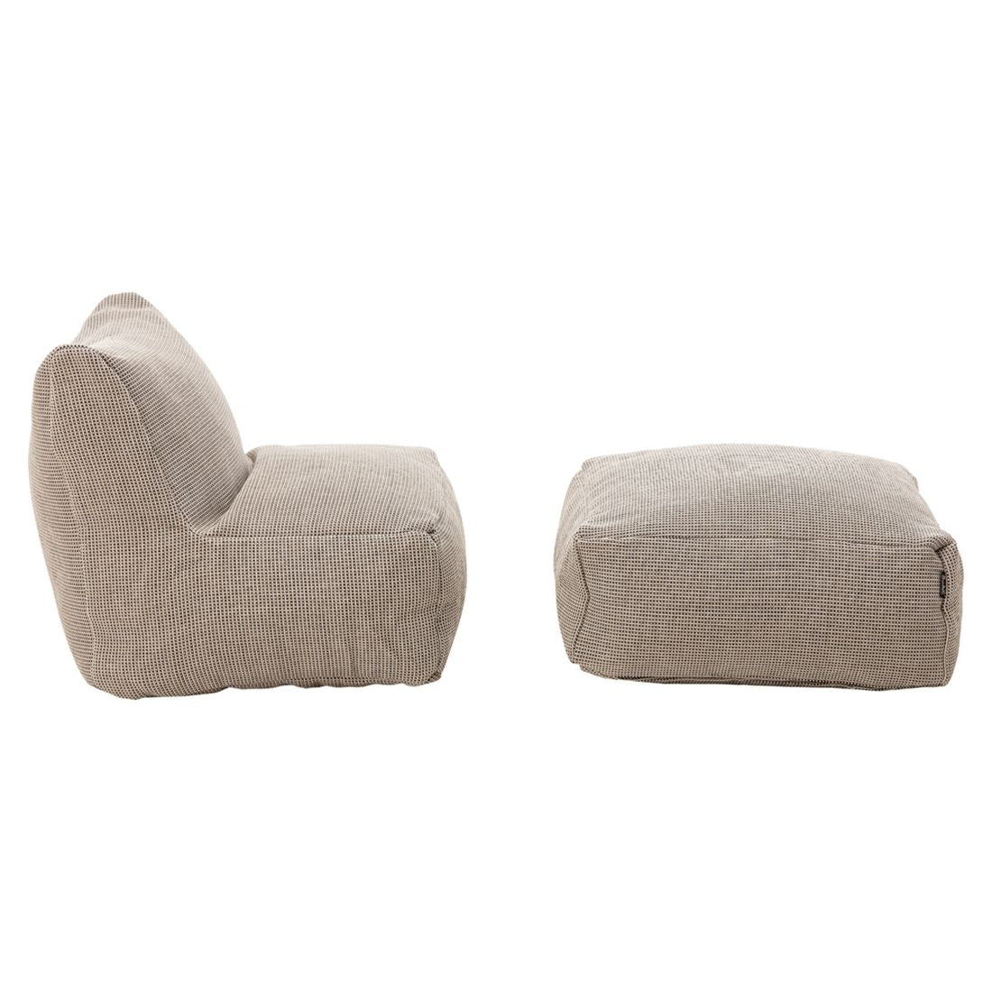 Nærbilde av tekstil på Loungestol Dotty Cloud med krakk polypropylen beige