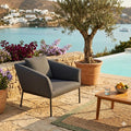 Loungestol Finn aluminium Sunbrella antrasitt forfra