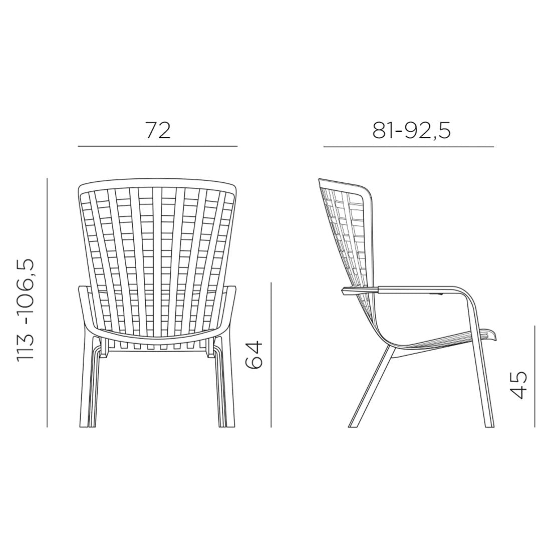 Loungestol Folio justerbar plast hvit 72 cm nærbilde av sete