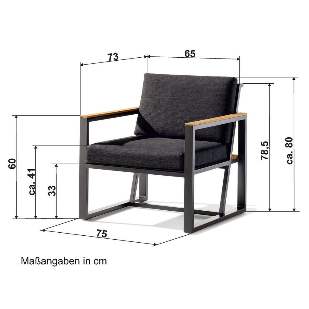 Loungestol Havanna aluminium 75x73 cm montert på terrasse