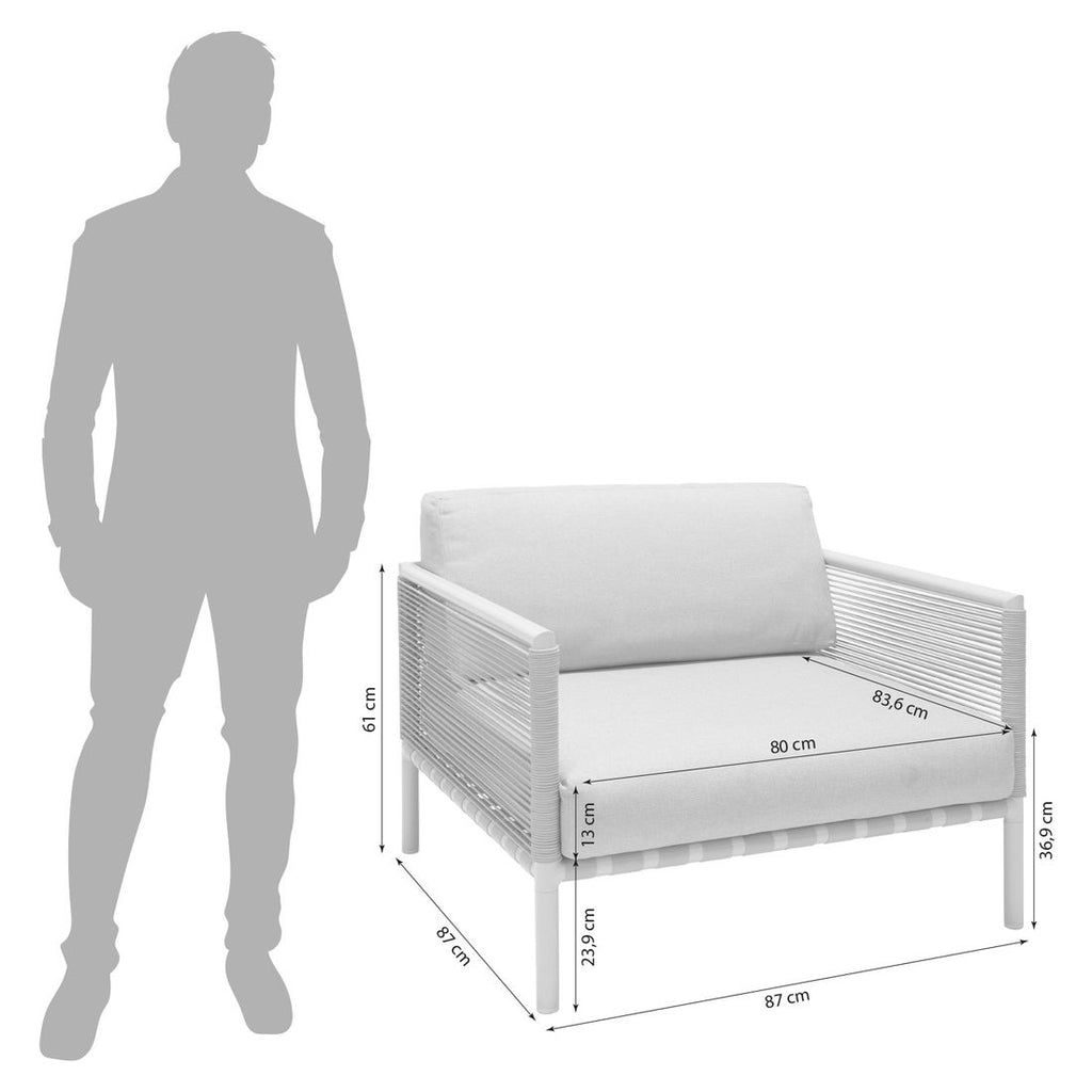 Loungestol Horizon aluminium/tau 87x87 cm detalj av materiale