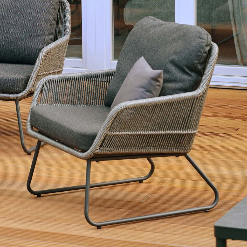 Loungestol Kansas aluminium/flettverk 76x73,5 cm fra siden