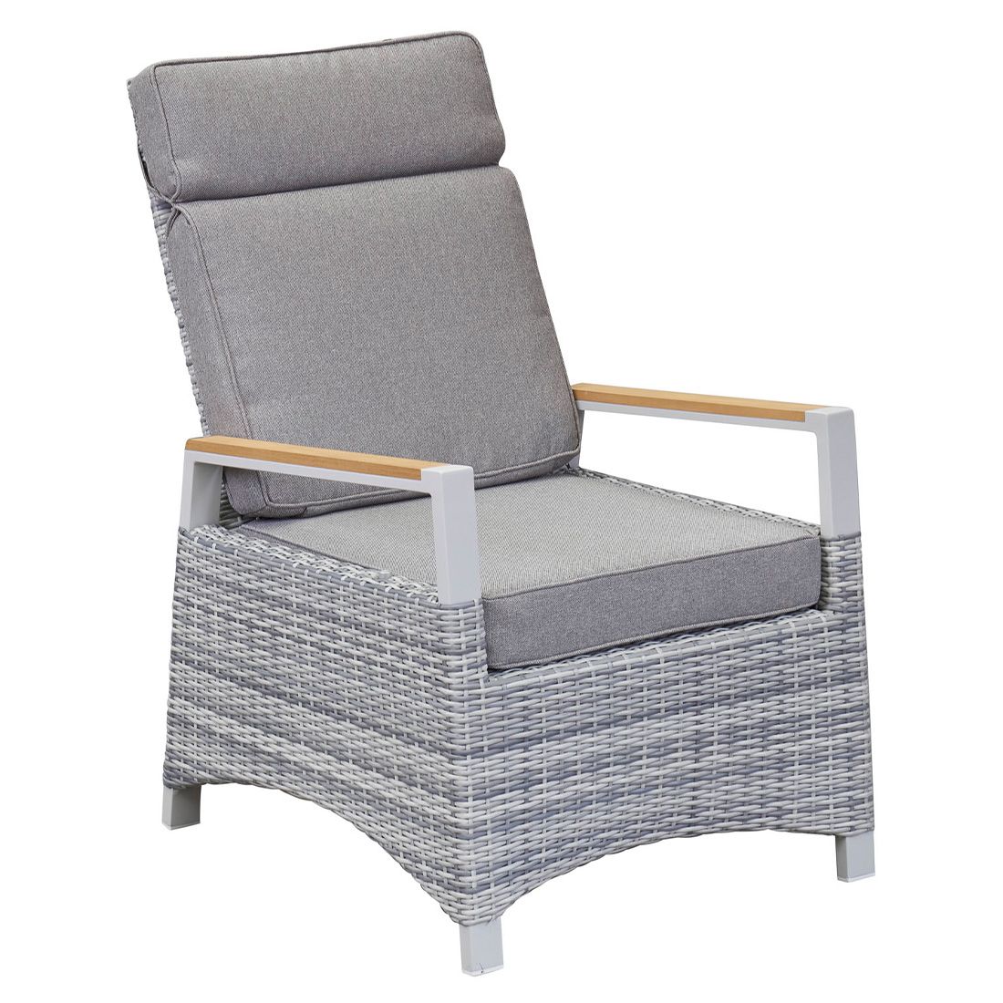Loungestol Keramo regulerbar aluminium/flettverk - LC Garden forfra
