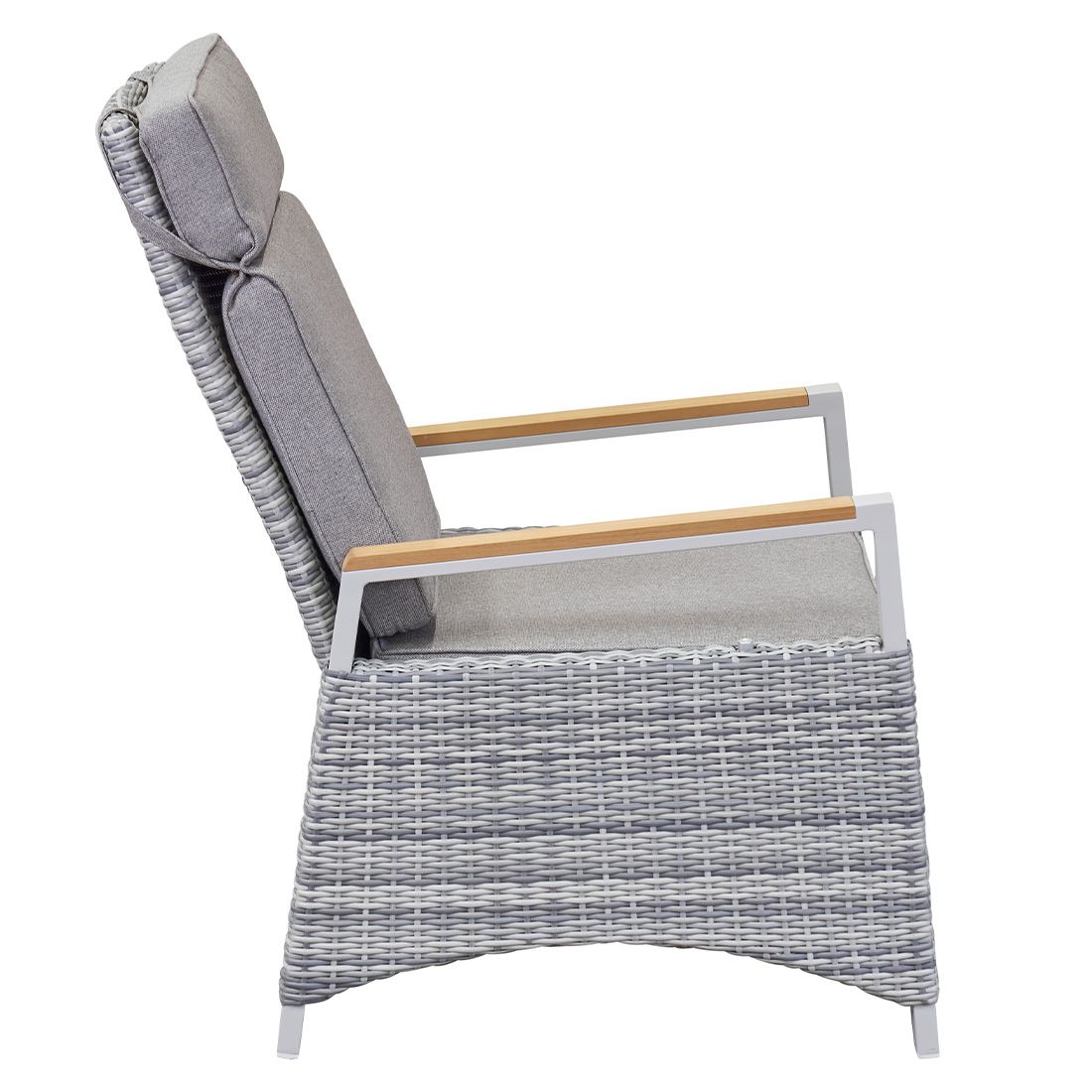 Loungestol Keramo regulerbar aluminium/flettverk - LC Garden detalj av flettverk