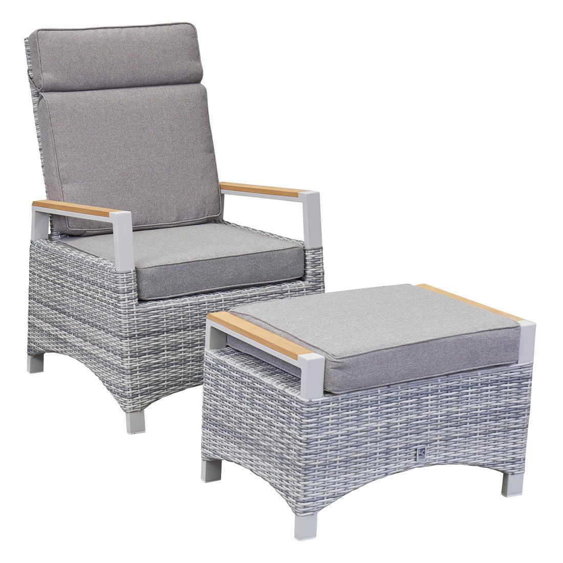 Loungestol Keramo regulerbar aluminium/flettverk - LC Garden justerbar rygg