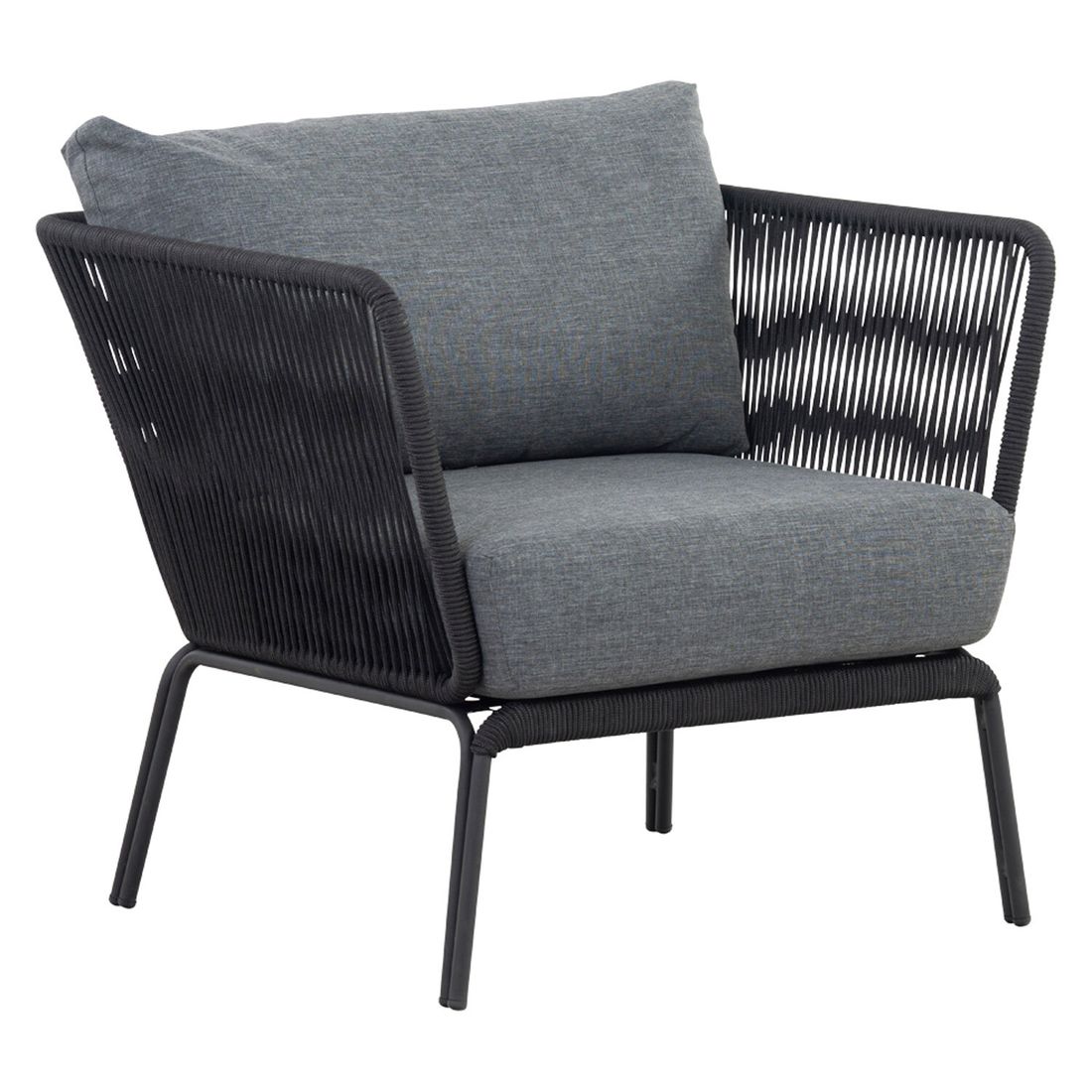 Loungestol Lion stål tau bakside med robust design i svart stål