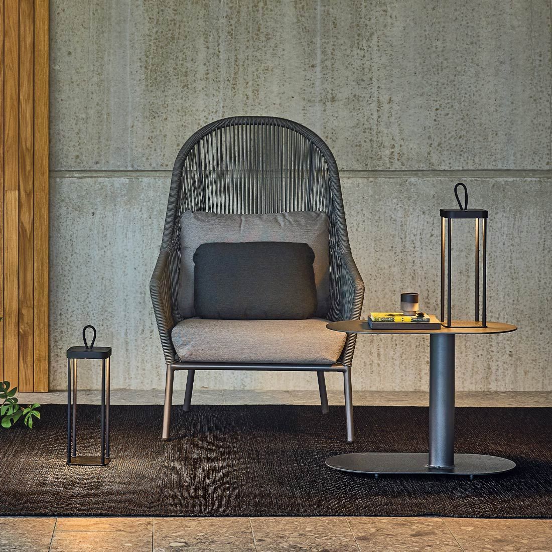 Loungestol Loop aluminium/tau 80x91 cm - Solpuri bakside