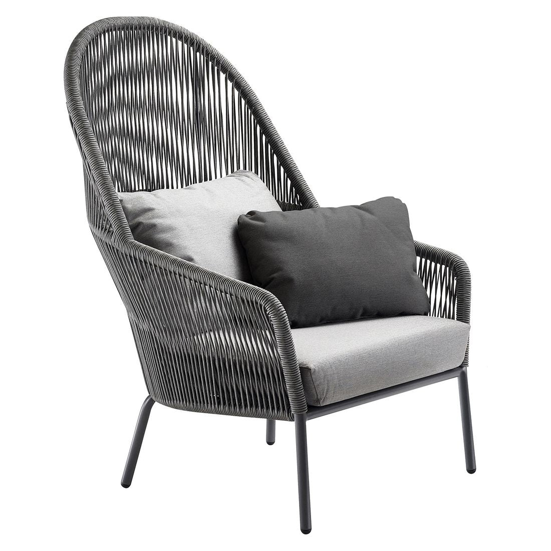 Loungestol Loop aluminium/tau 80x91 cm - Solpuri detalj Rope-tekstil