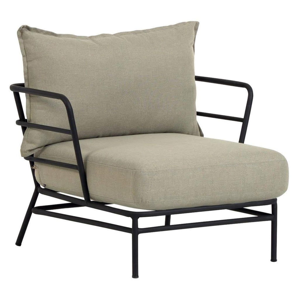Loungestol Mareluz stål/polyester svart/beige 80 cm bakside