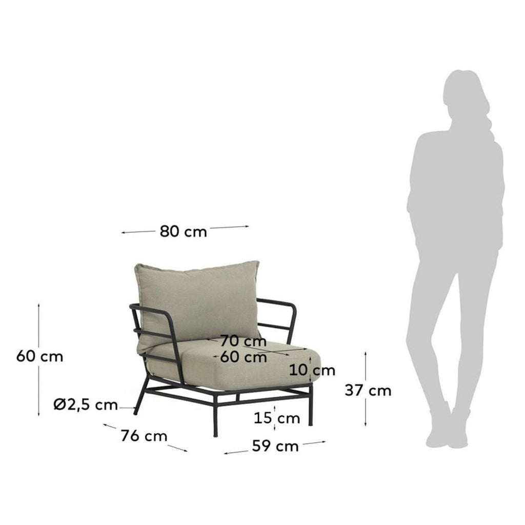 Loungestol Mareluz stål/polyester svart/beige 80 cm detalj av stoff