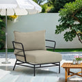 Loungestol Mareluz stål/polyester svart/beige 80 cm forfra