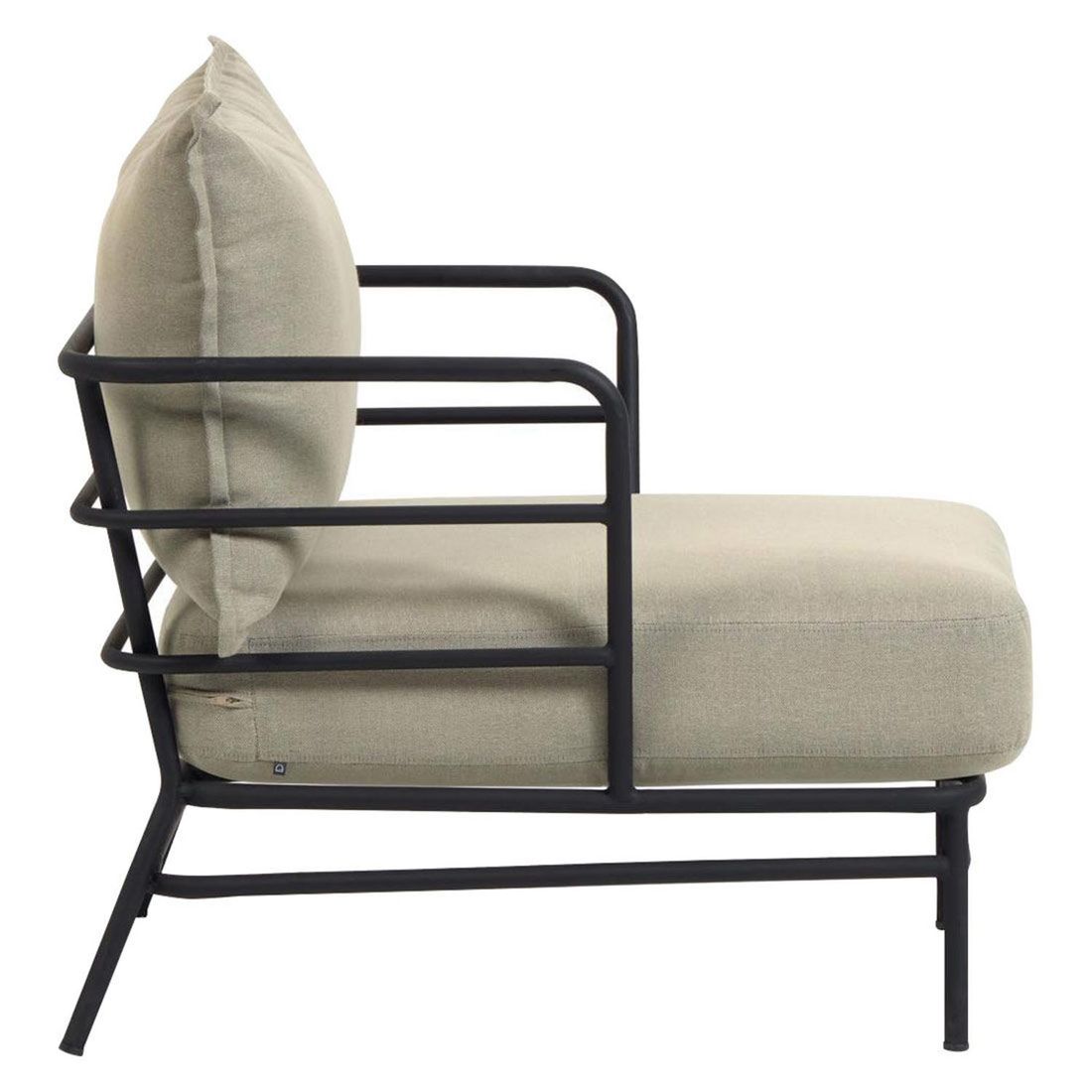 Loungestol Mareluz stål/polyester svart/beige 80 cm montert på terrasse