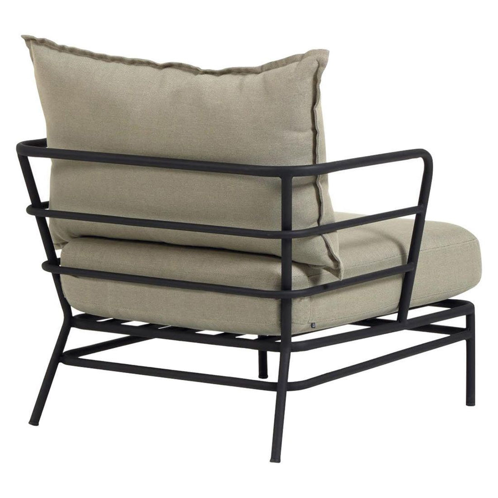 Loungestol Mareluz stål/polyester svart/beige 80 cm nærbilde av armlene