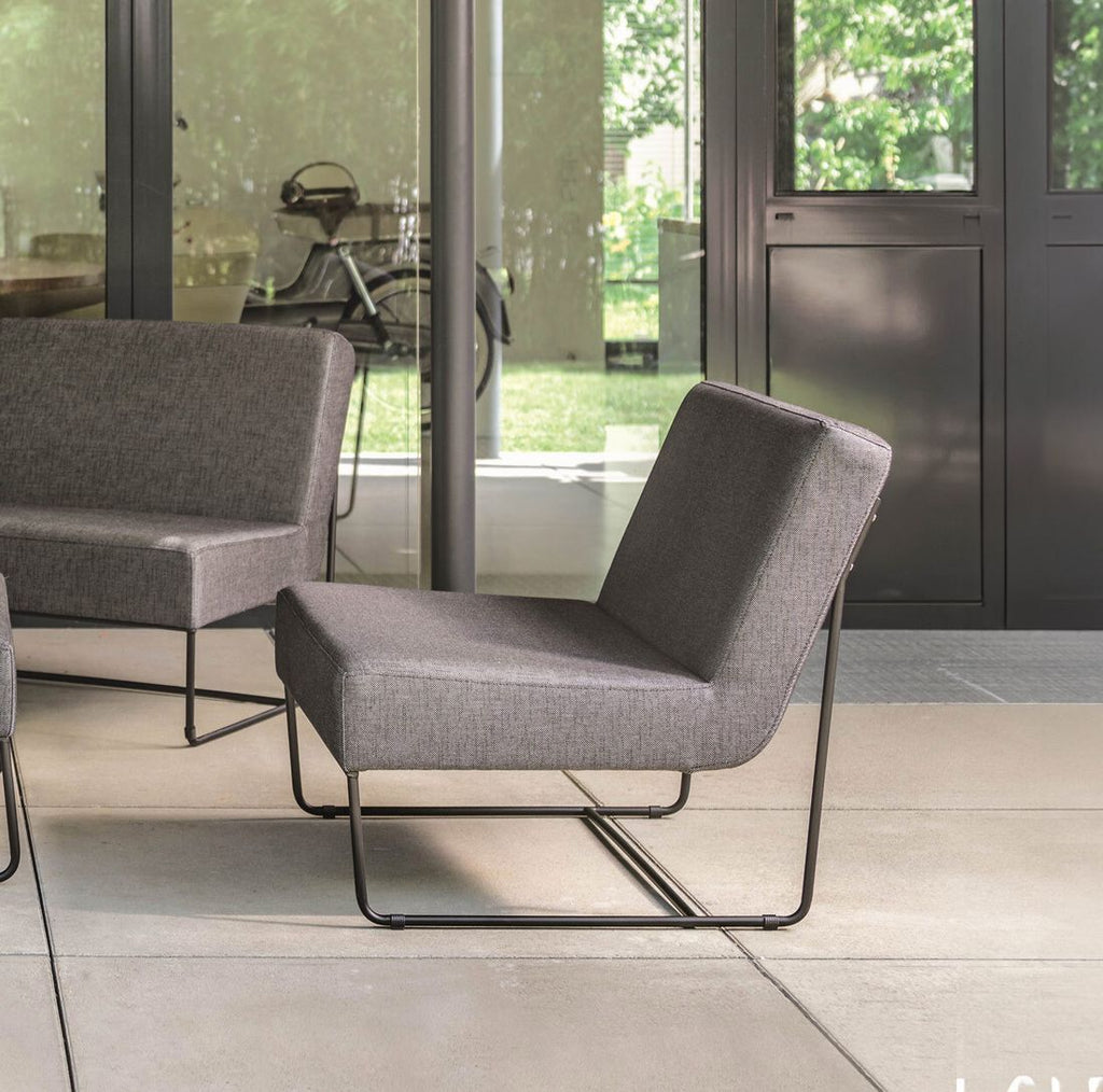 Loungestol Mia rustfritt stål/utestoff 80x80 cm forfra