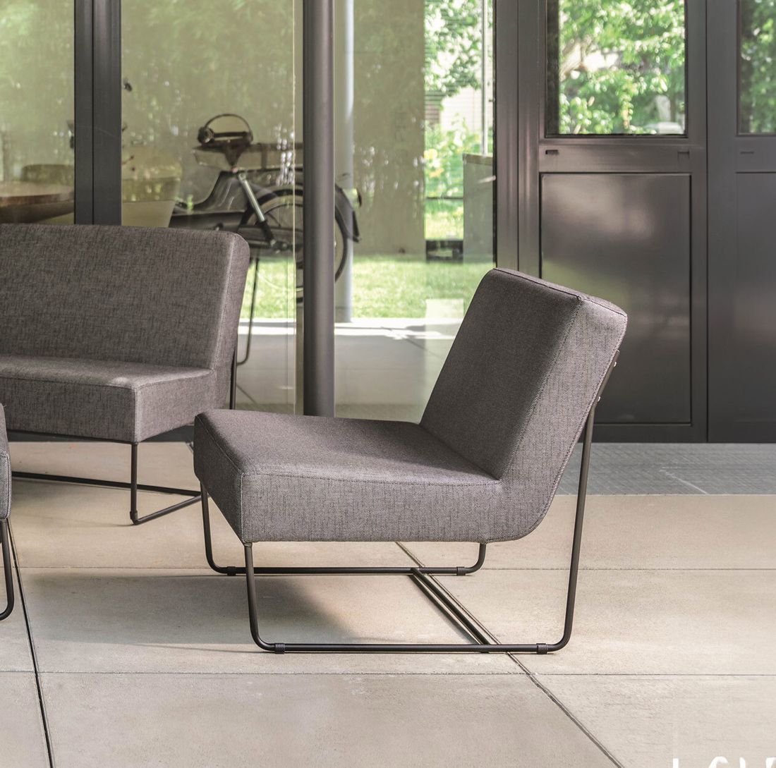 Loungestol Mia rustfritt stål/utestoff 80x80 cm forfra