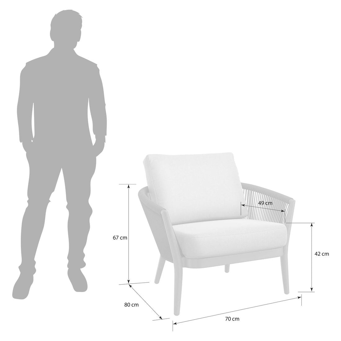 Loungestol Monet aluminium tau olefin 90 cm detalj av stoff