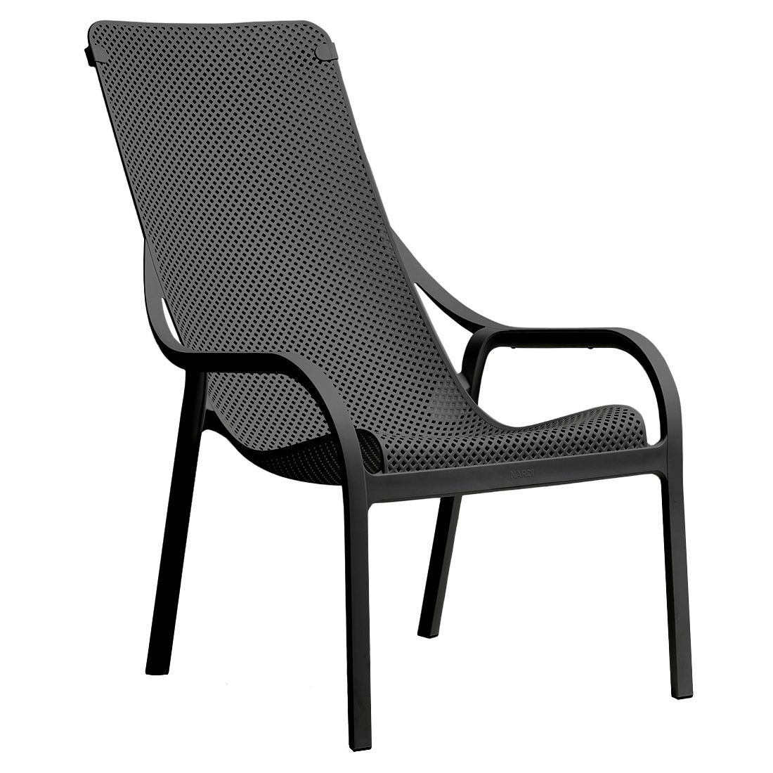 Loungestol Net stabelbar plast antrasitt Nardi montert på terrasse