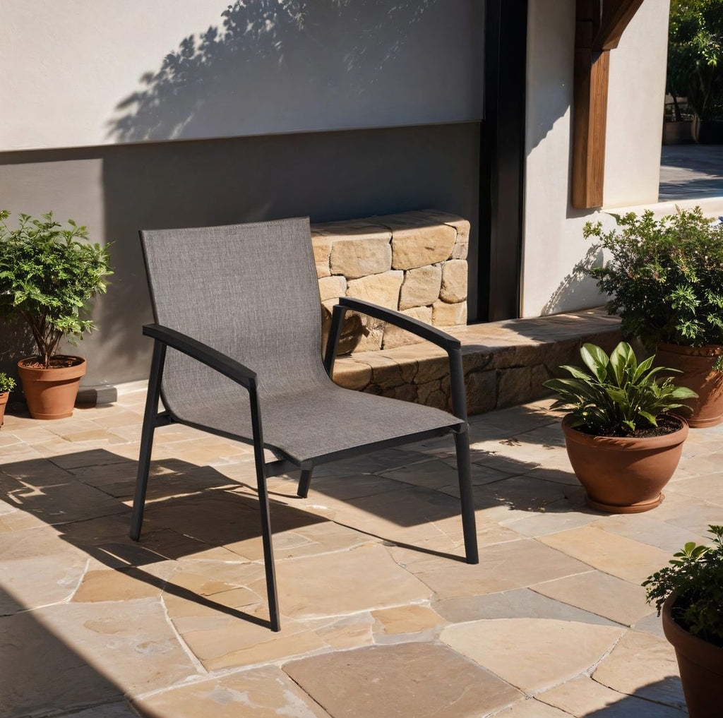 Loungestol New Top aluminium/textilen stabelbar forfra