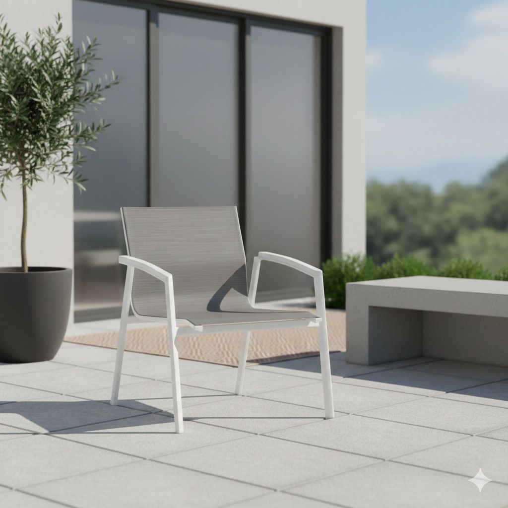 Loungestol New Top aluminium tekstilen stabelbar forfra