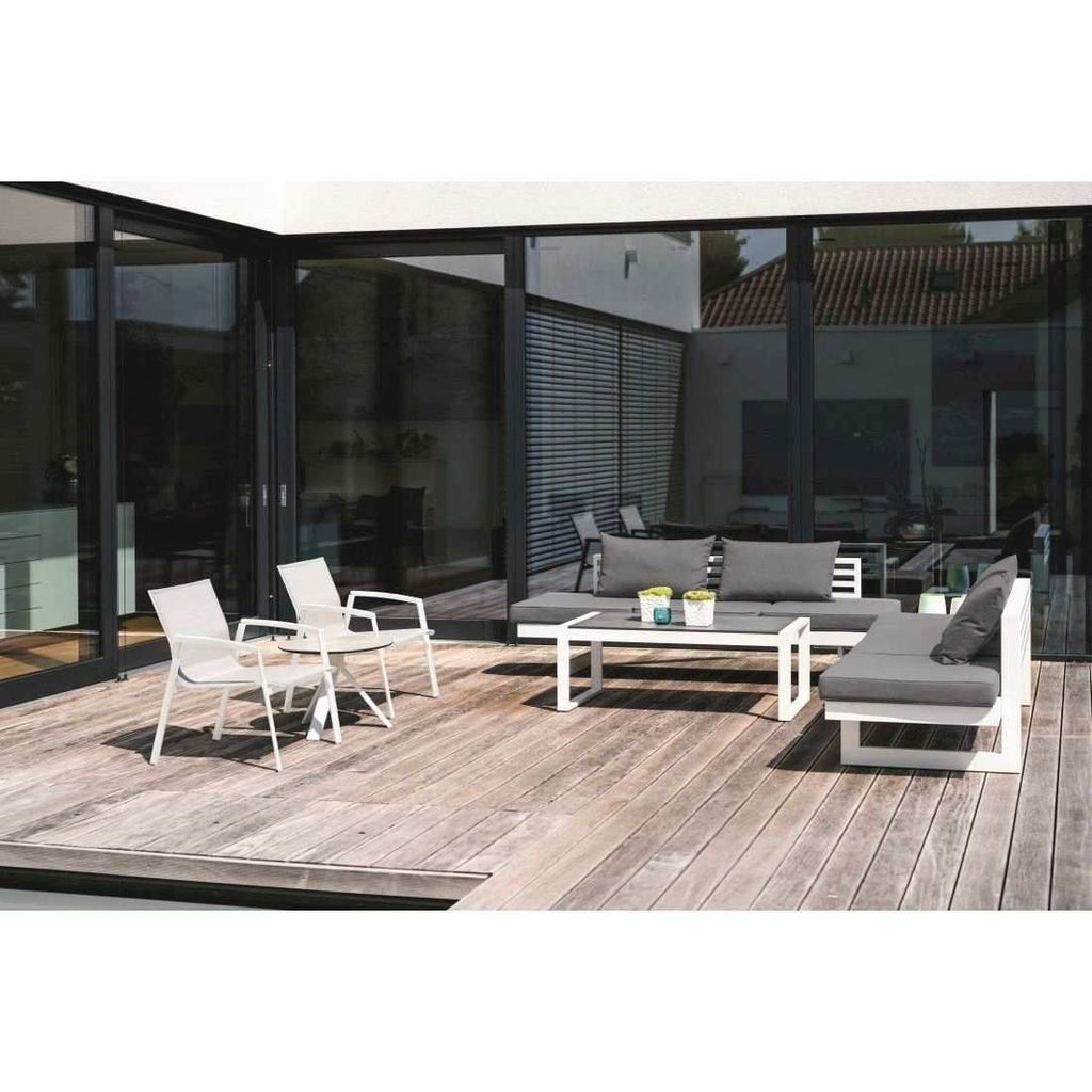 Loungestol New Top aluminium tekstilen stabelbar detalj av tekstilene stoff
