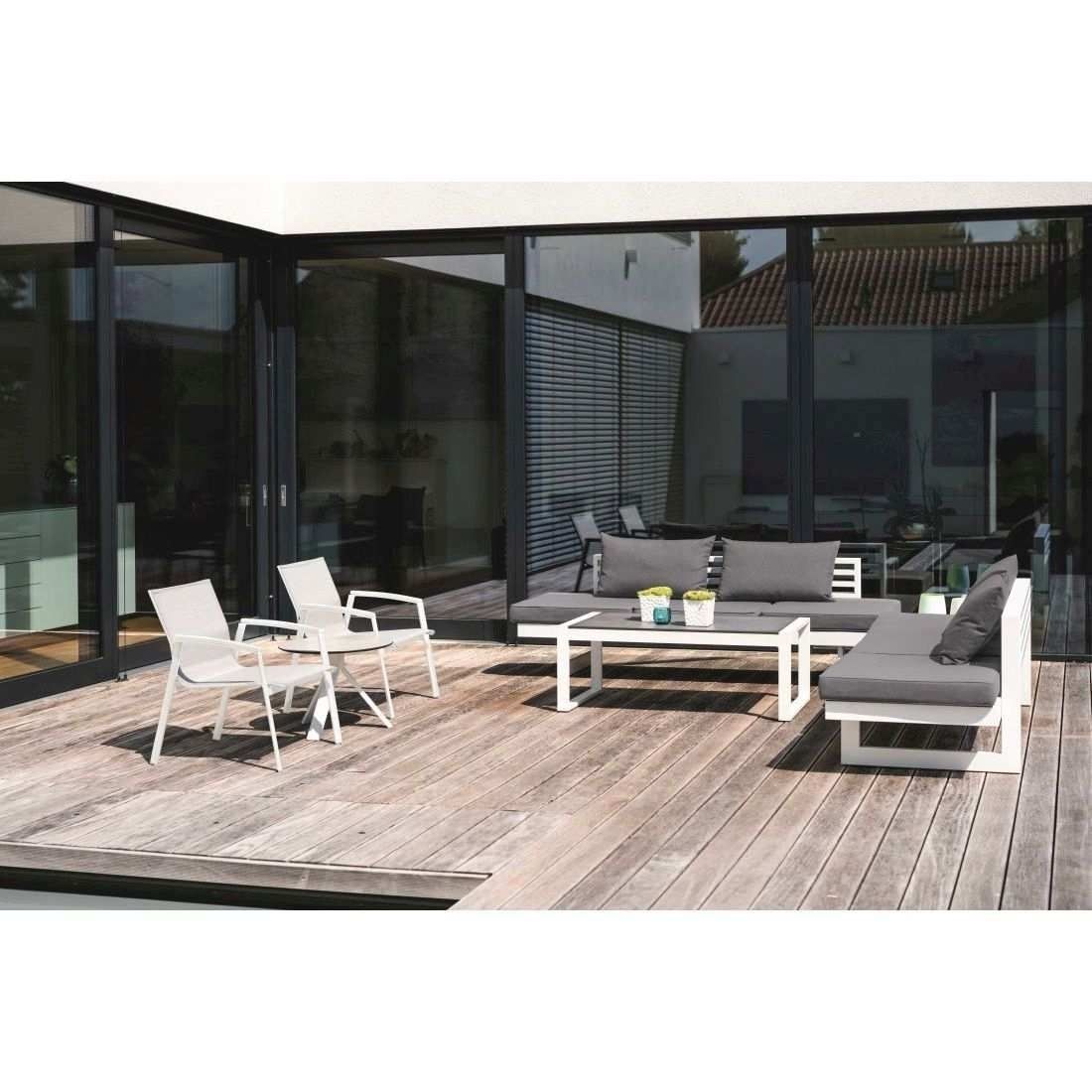 Loungestol New Top aluminium tekstilen stabelbar detalj av tekstilene stoff
