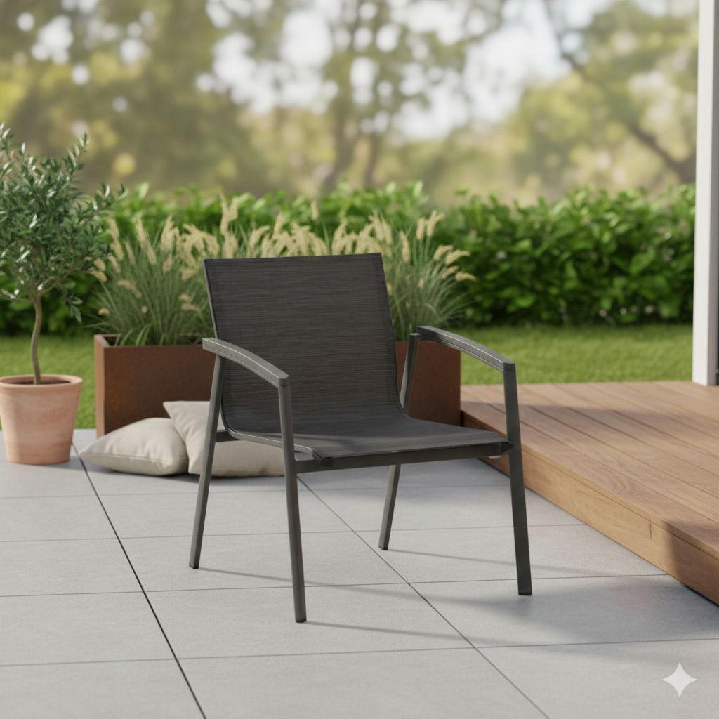 Loungestol New Top aluminium tekstilen antrasitt forfra