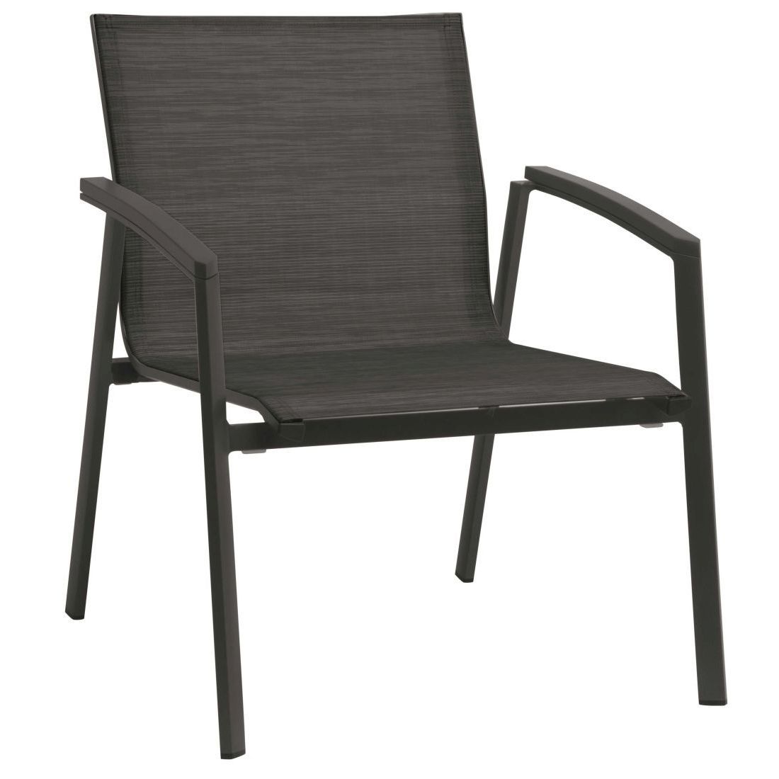 Loungestol New Top aluminium tekstilen antrasitt nærbilde av stoff og ramme