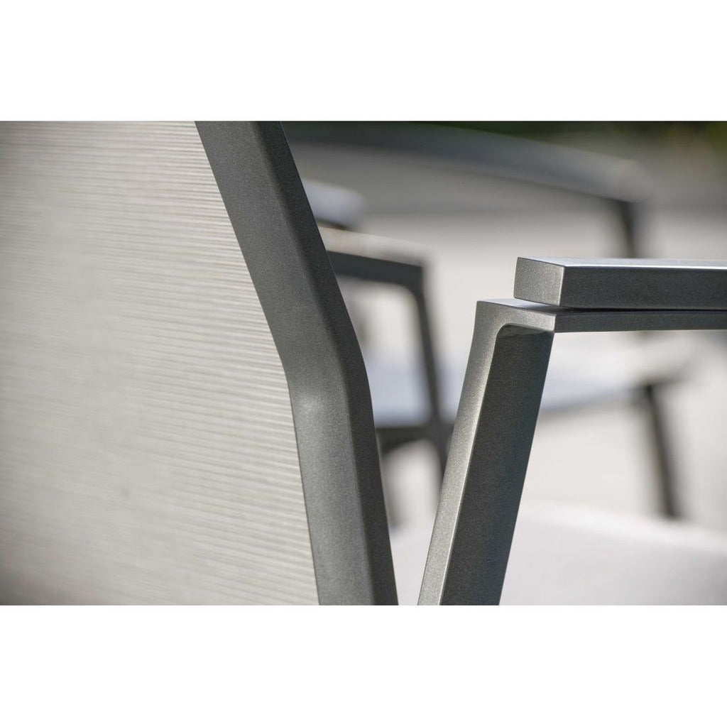 Loungestol New Top aluminium/textilen stabelbar nærbilde av tekstilene