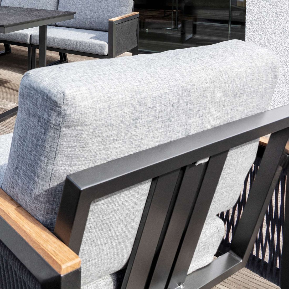 Loungestol Ocean Skid aluminium/tau 76x73 cm nærbilde av materialer