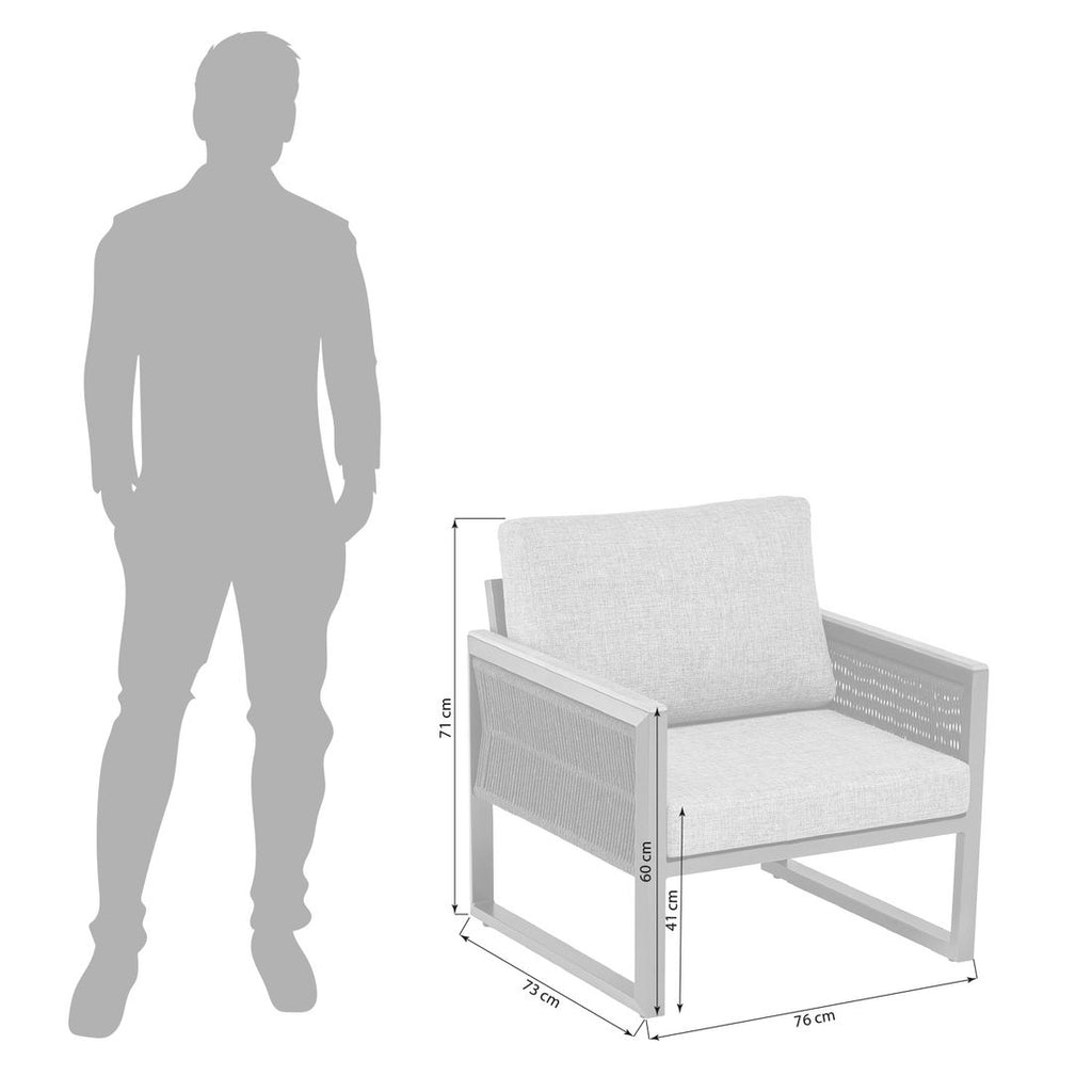 Loungestol Ocean Skid aluminium/tau 76x73 cm montert på terrasse