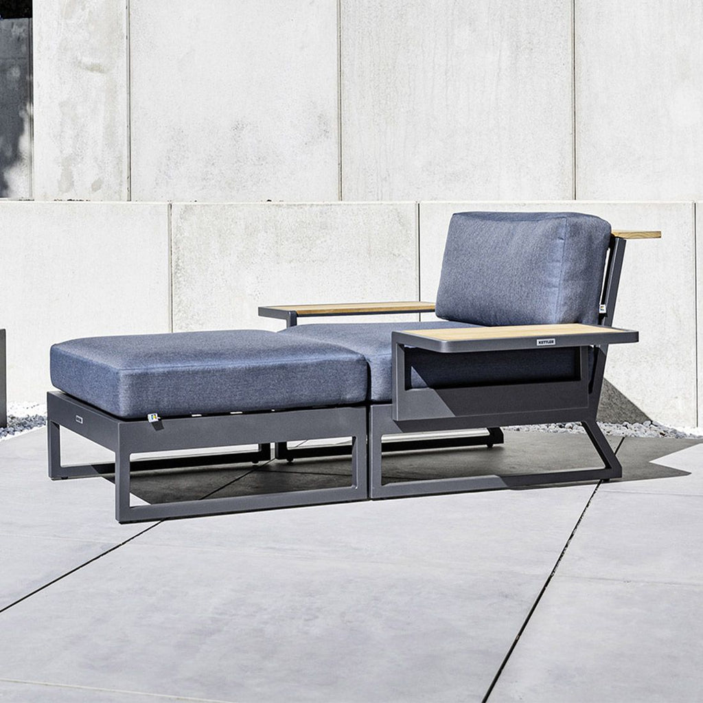 Loungestol Ocean Skid Platform med taburett aluminium - Kettler forfra