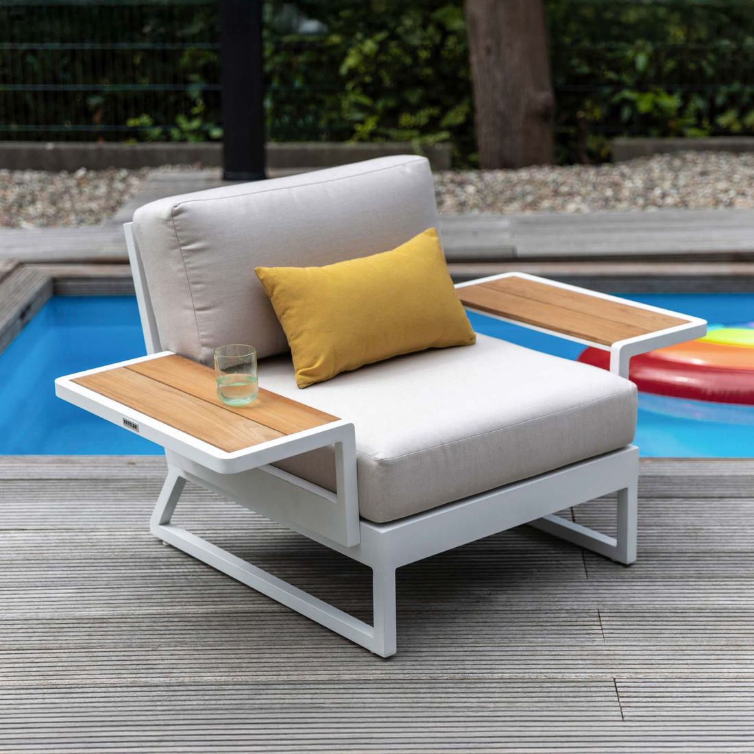 Loungestol Ocean Skid Platform aluminium Sunbrella Kettler forfra