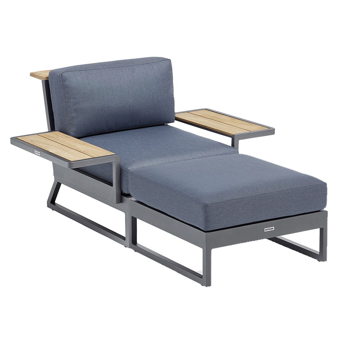 Loungestol Ocean Skid Platform med taburett aluminium - Kettler bakside