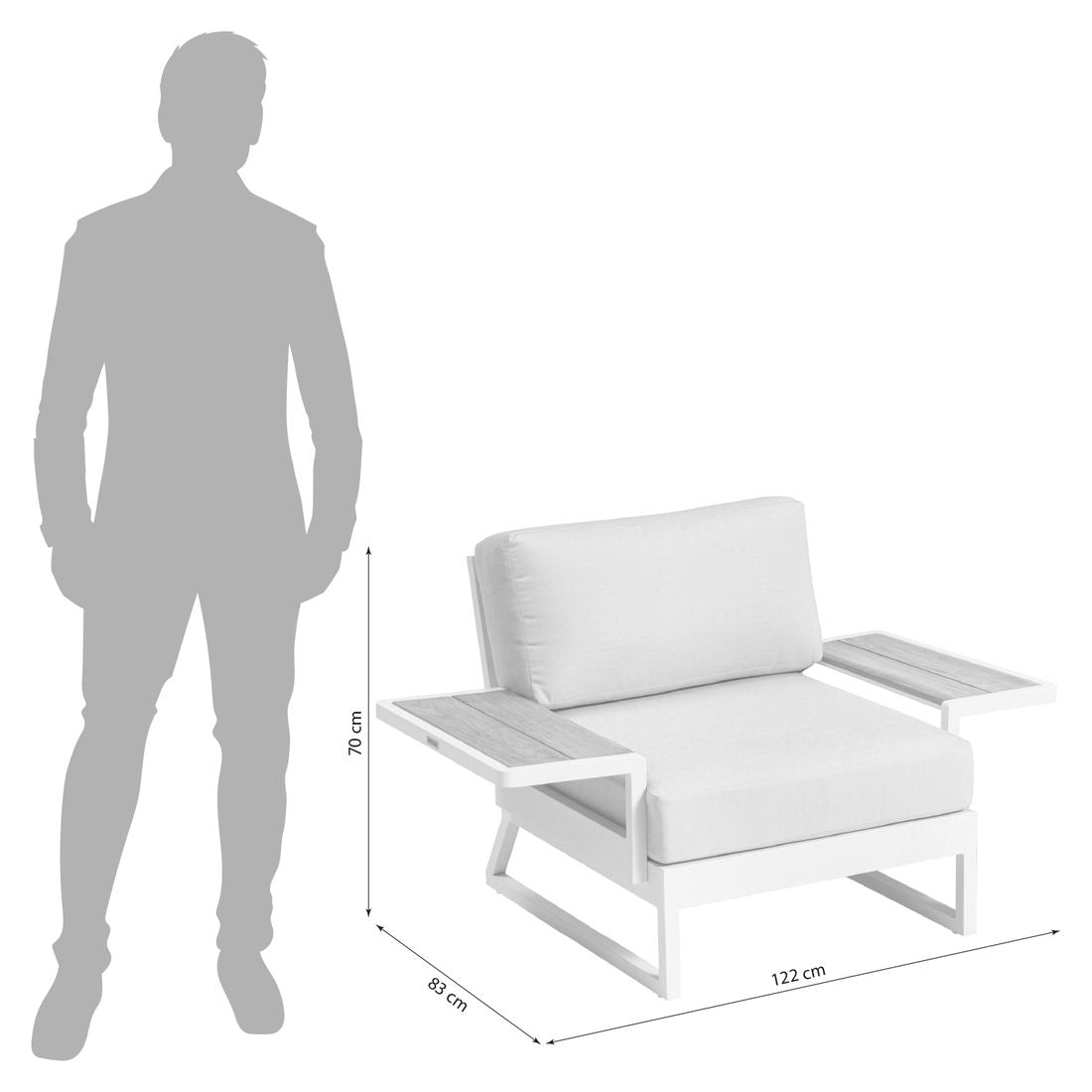 Loungestol Ocean Skid Platform aluminium Sunbrella Kettler detalj av stoff
