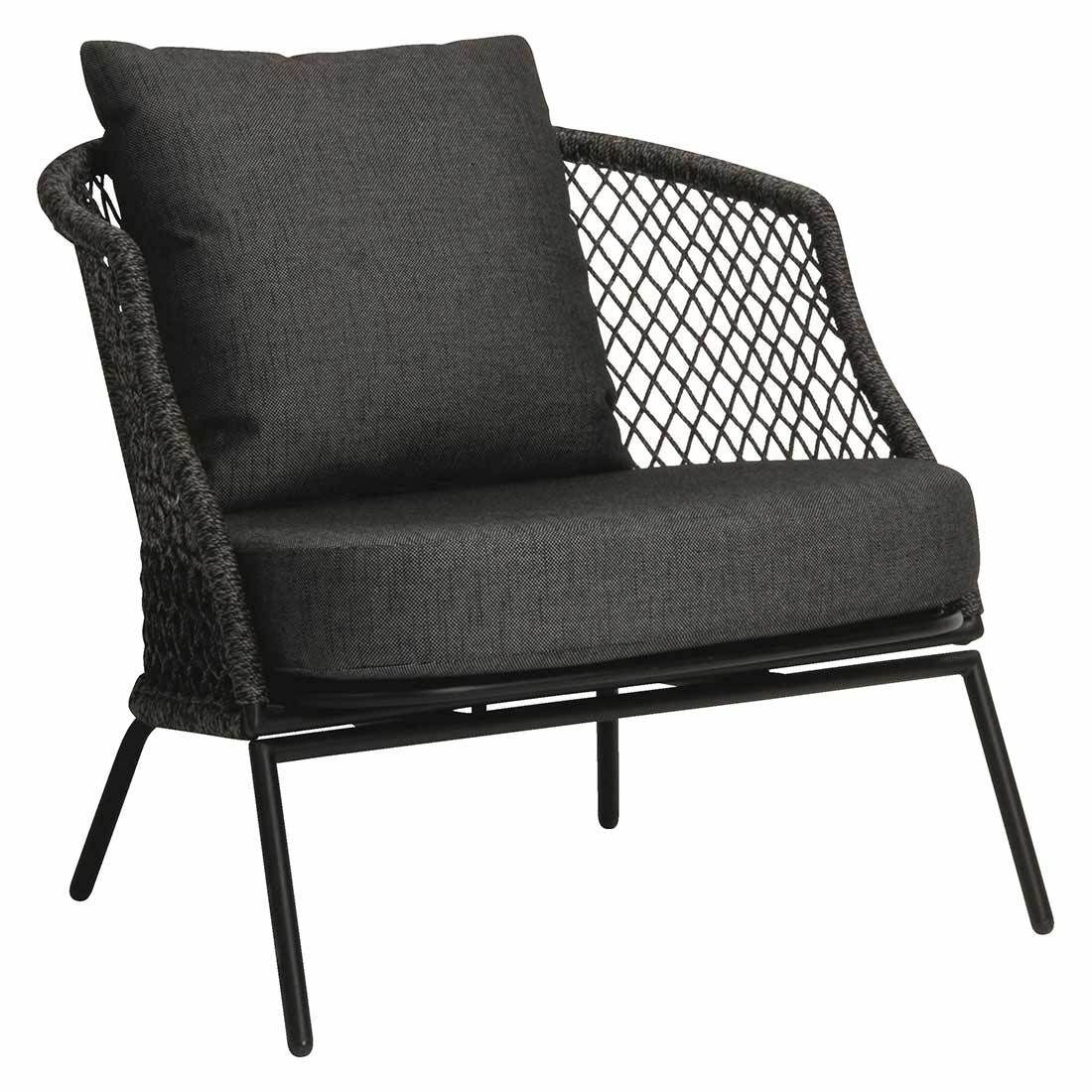 Loungestol Odea aluminium tau svart sett forfra