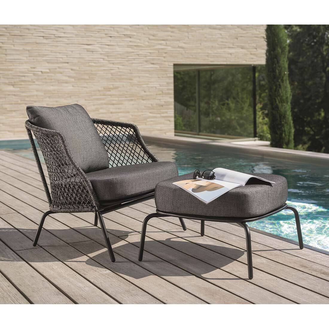 Loungestol Odea aluminium/tau svart 75 cm - Stern