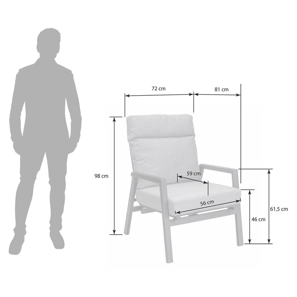 Loungestol Perth aluminium, regulerbar rygg detalj av stoff