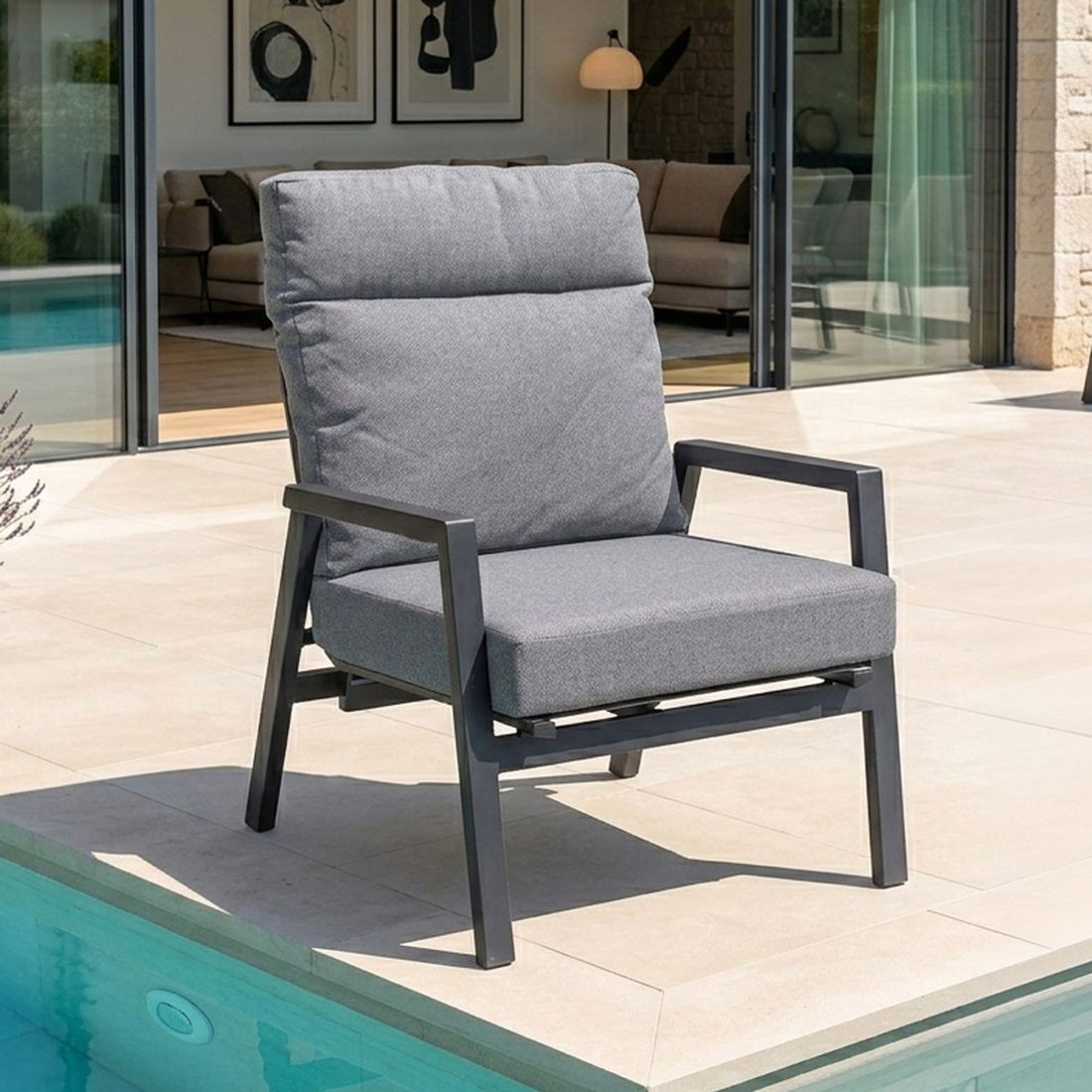Loungestol Perth aluminium, regulerbar rygg front