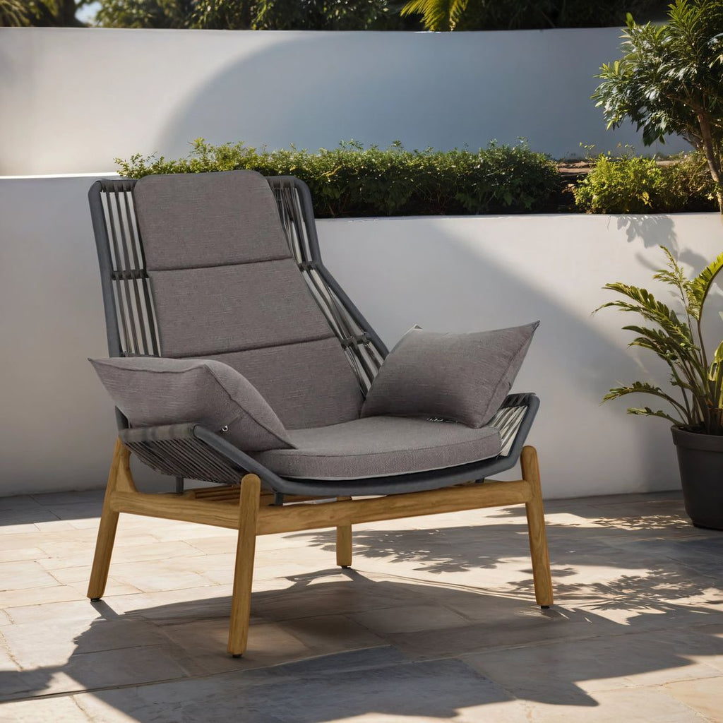 Loungestol Pollux aluminium/teak 86x87 cm - Zebra bakside