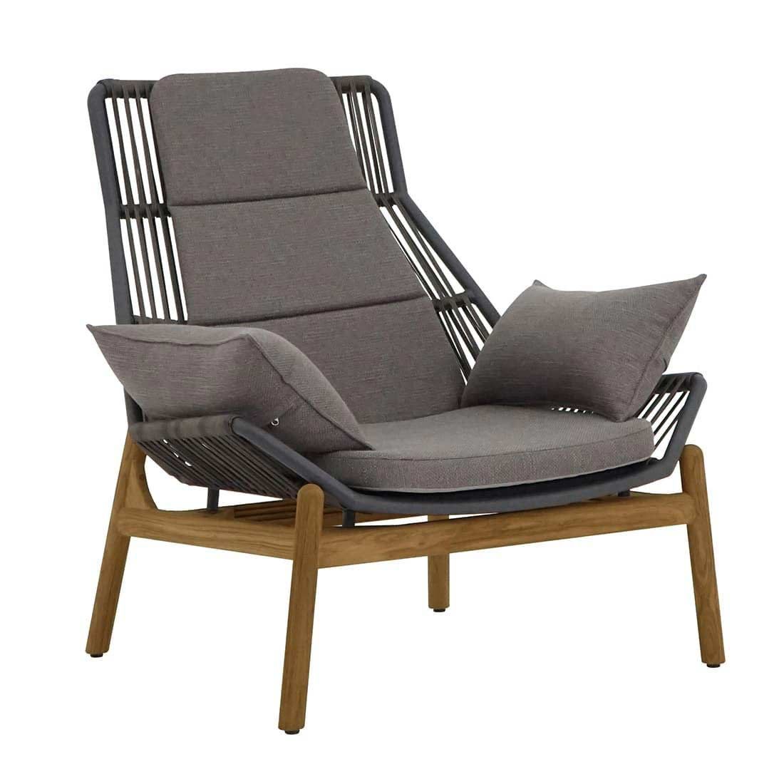 Loungestol Pollux med krakk teak og tau bakside