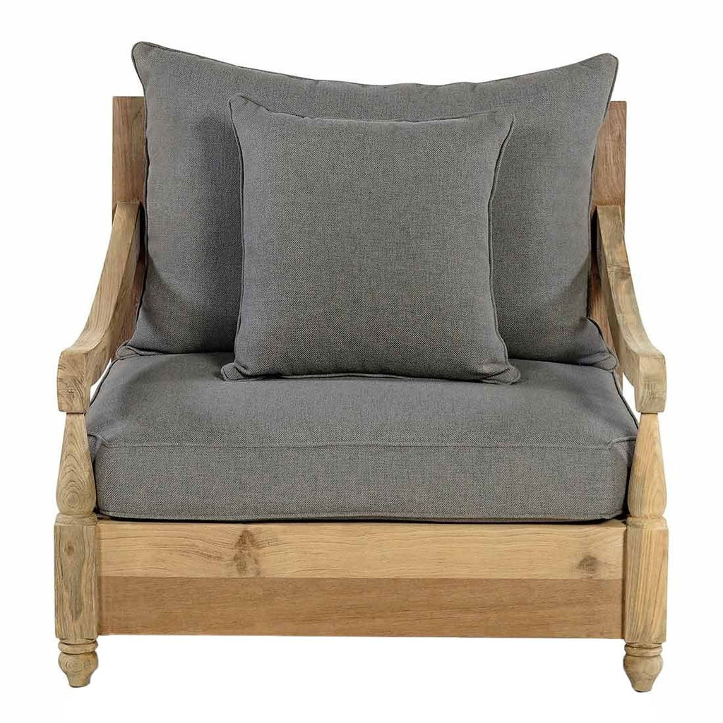Loungestol Portofino resirkulert teak/olefin 90x90 cm detalj av materiale