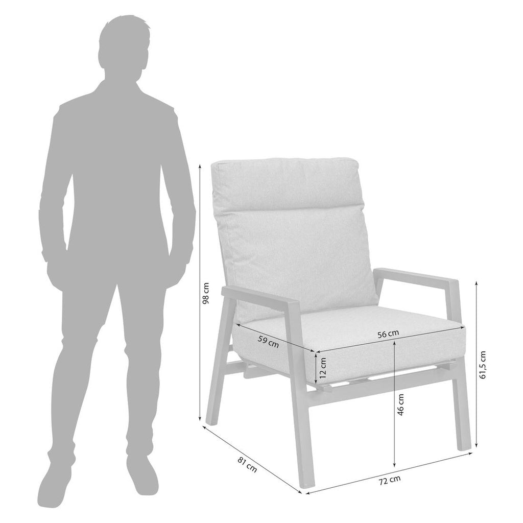 Loungestol Sondrino regulerbar aluminium detalj av stoff