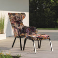 Loungestol Stan Flower med krakk aluminium utestoff foran