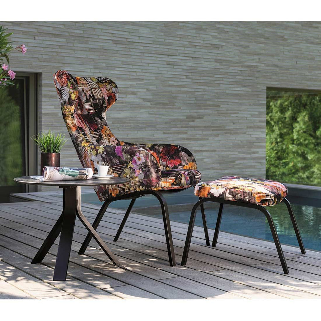 Loungestol Stan Flower med krakk aluminium/utestoff - Stern