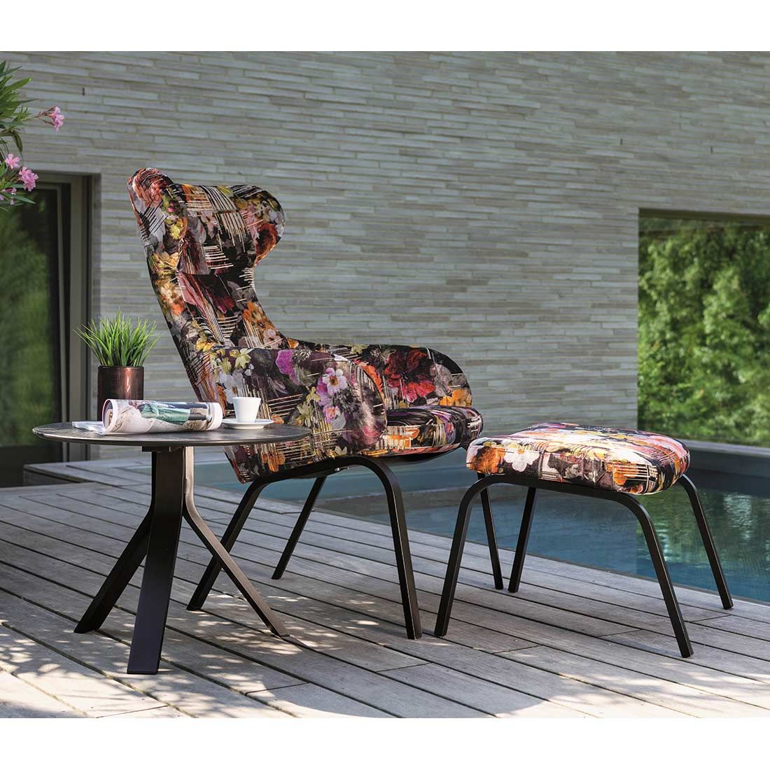 Loungestol Stan Flower med krakk aluminium/utestoff - Stern