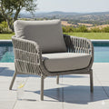 Loungestol Terano Low Dining aluminium og tau med puter forfra