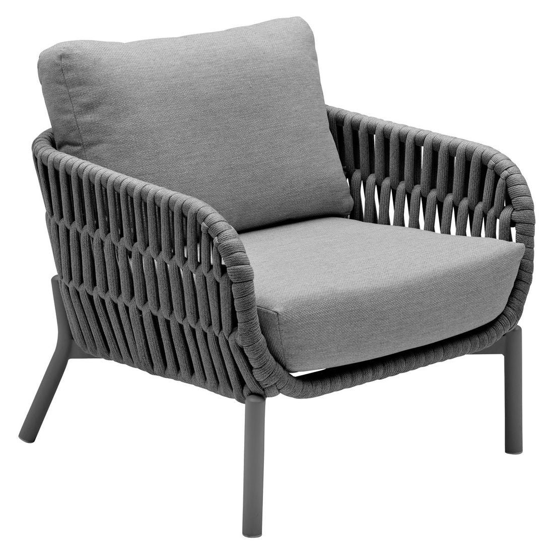 Loungestol Terano Low Dining aluminium og tau med puter bakside