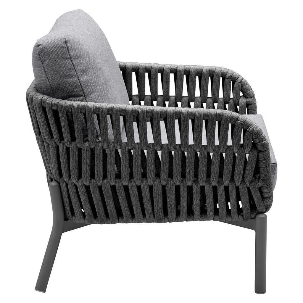 Loungestol Terano Low Dining aluminium og tau med puter nærbilde pute