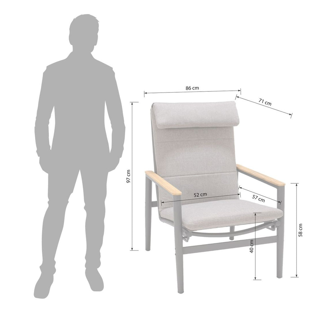 Loungestol Topaz regulerbar aluminium olefin detalj