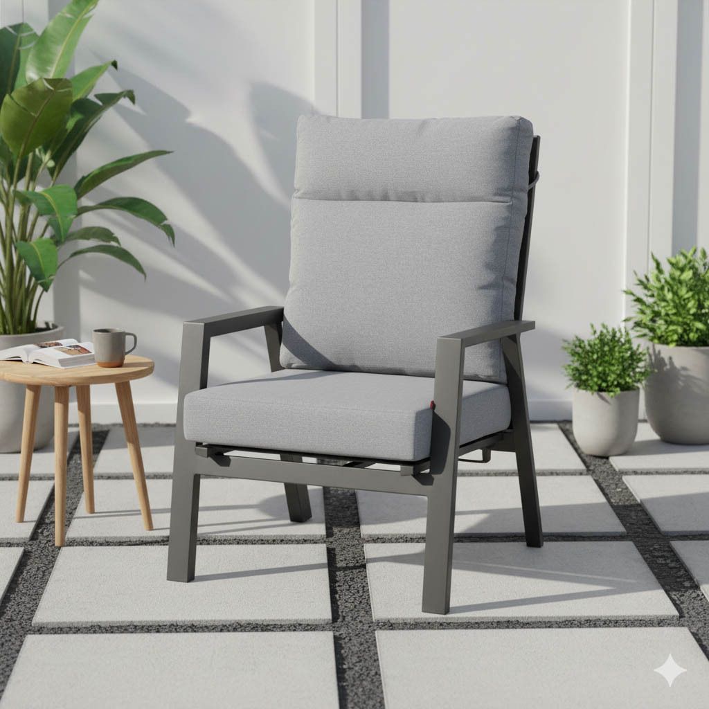 Loungestol Valencia aluminium med regulerbar rygg forfra